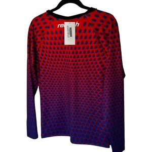 Reusch Womens Hexicon Long Sleeve  SZ M Top Blue Red Hexagon Made in USA $65
